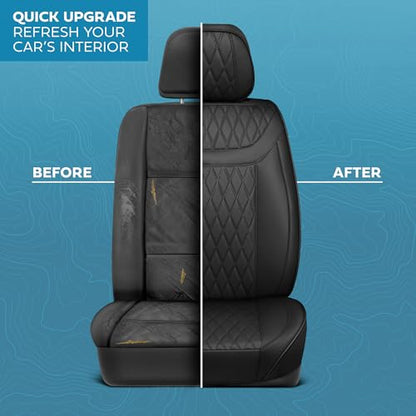 Curated Blackstone Napa Leather Seat Covers for Cars & SUVs (Black (Blackstone) / Front Seats)