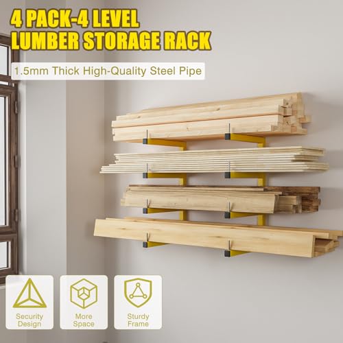 4 Pack Lumber Storage Rack (Yellow / D– 4 Pack, 8-Tier)