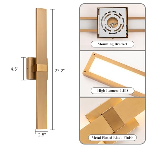 Modern LED Outdoor Wall Sconce 27.2" Gold Outdoor Wall Lights Exterior (Gold / 27.2 inch-1 Pack)