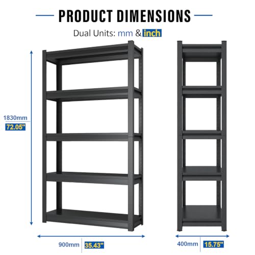 72''H Garage Shelving Heavy Duty (35.43'' W x 15.75'' D x 72'' H)