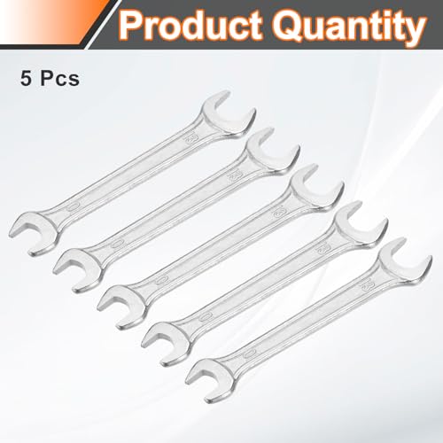 5pcs Double Open End Wrench 10mm x 12mm Metric 15 Degree Offset Angle Small Flat Head Wrench Galvanizing Open Ended Spanner for Automotive Repair Furniture Assembly (10mm x 12mm)