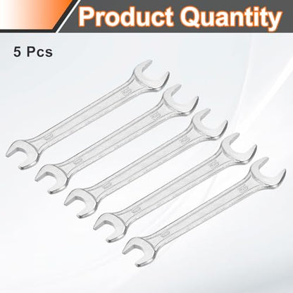 5pcs Double Open End Wrench 10mm x 12mm Metric 15 Degree Offset Angle Small Flat Head Wrench Galvanizing Open Ended Spanner for Automotive Repair Furniture Assembly (10mm x 12mm)