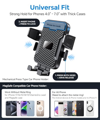 Dual Cup Holder Phone Mount for Car (Clamp & Magsafe)