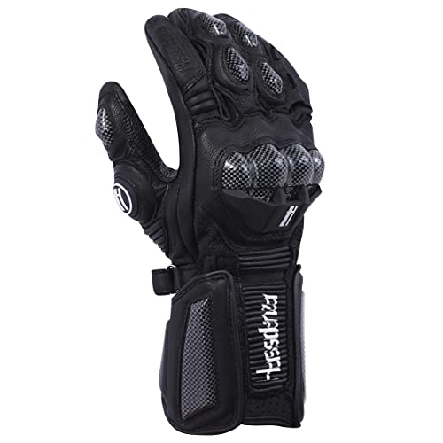 Unisex Leather Motorcycle Touch Gloves KM045 Black XL (X-Large / Black)