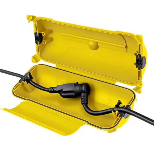 Outdoor Extension Cord Safety Cover (Yellow / Medium Box: 9.5" L x 3" W x 2.9" H)