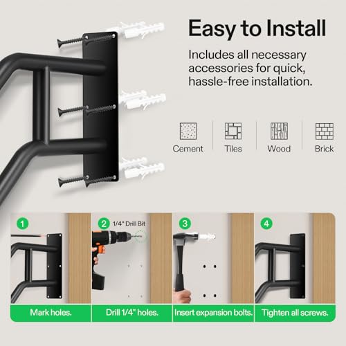 U Shape Stair Handrail 3 Step 28"x19" Wrought Iron Wall (Black / 3 Steps)