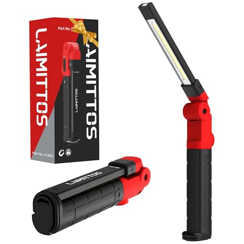 Rechargeable Work Light 2200mAh Magnetic LED Work Light Flashlight Mechanic Light Tool for Men Him (350 Lumens)