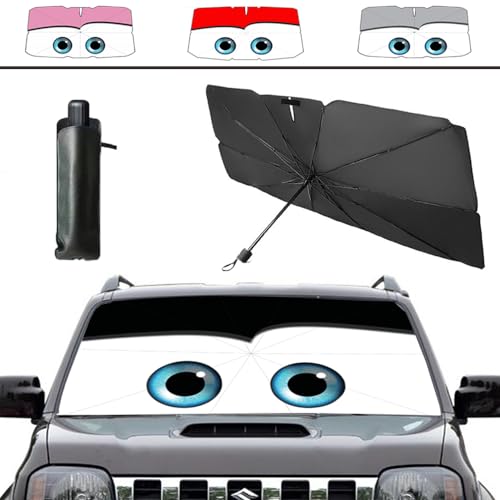 Windshield Sun Shade 2025 Car Accessories 100% Blackout Car Front Windsow Shades Umbrella Automotive Sun Visor Block Heat Insulation Protection (Black)