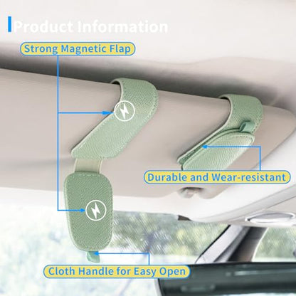 2 Packs Magnetic Sunglass Holder for Car Visor (Green / 2pcs)