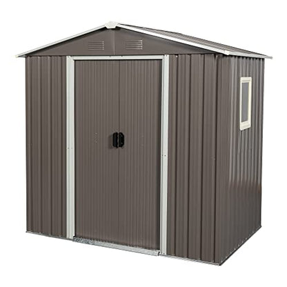 6x5 FT Outdoor Storage Shed (6x5 FT/Window / Warm Gray)