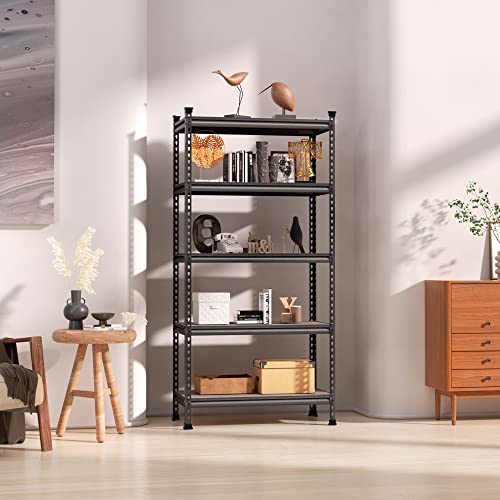 5 Tier Adjustable Metal Shelving (Black / 36"W x 18"D x 72"H)