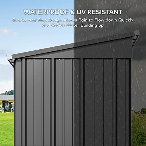 5x3 FT Outdoor Shed (Dark Gray / 5' x 3' FT/Sloped-roof)