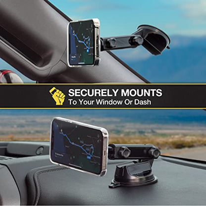 MP2WDEX2 XTSP MagicMount Pro2 Magnetic Car Phone Holder Extendo Telescoping Windshield or Dashboard Mount with Suction Cup Compatible with MagSafe (1 Pack)