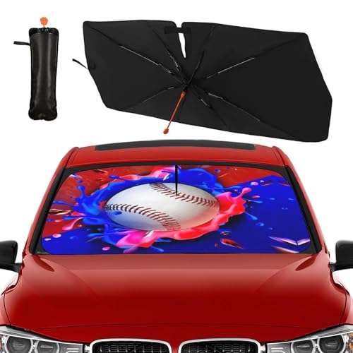 Baseball Car Windshield Sunshade Umbrella Foldable Visor Umbrella (57X31 Inch / Color-BS1)