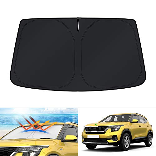 Windshield Sun Shade for 2021 2022 2023 2024 2025 2026 Kia Seltos Custom Fit Window Accessories Shade Sun Visor Protector Foldable Block UV Rays (For | Kia Seltos 2021-present)