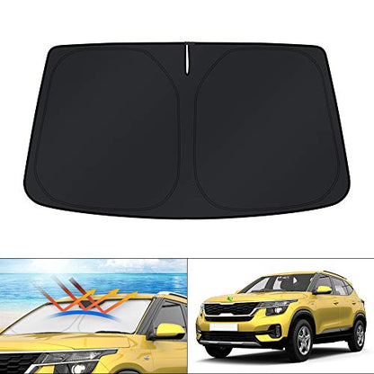 Windshield Sun Shade for 2021 2022 2023 2024 2025 2026 Kia Seltos Custom Fit Window Accessories Shade Sun Visor Protector Foldable Block UV Rays (For | Kia Seltos 2021-present)