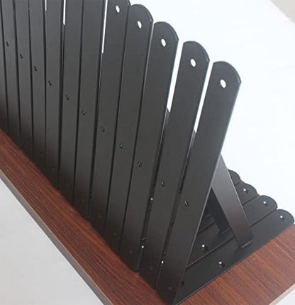 4 Pack L10 x H 8" Black Heavy Duty Shelf Brackets with Screws Metal Shelf Brackets Shelf Support Angle Brackets for Shelves L Brackets Heavy Duty Floating Shelf (4 Pack-Black / 10''x8'')