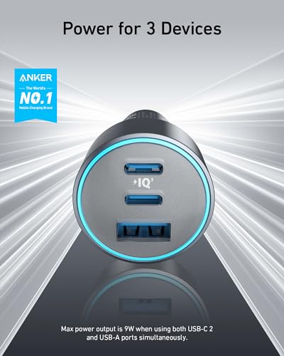 535 67W 3 Port Compact PowerIQ 3.0 USB C Car Charger
