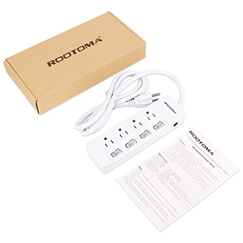 Appliance Extension Cord with Individual Switches on Off (6 FT - 4 AC - White)