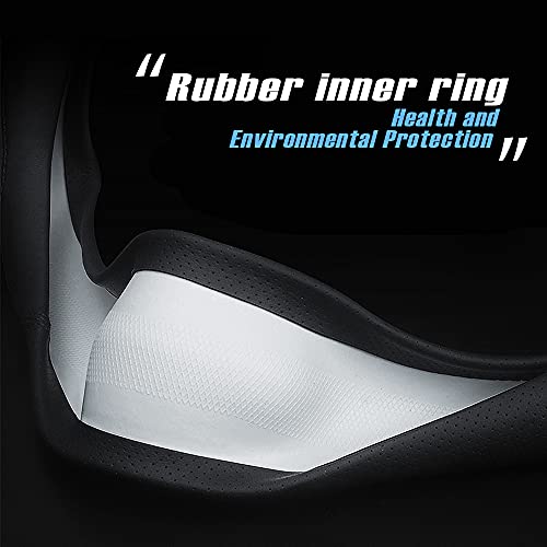 New Nappa Leather car Steering Wheel Cover (Black(red and Blue Signs))