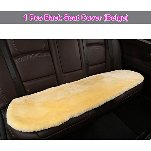 Genuine Sheepskin Car Rear Seat Cover for Fuzzy Fur Wool Cushion (Golden Yellow)