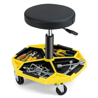Adjustable Mechanic Rolling Stool (Yellow)