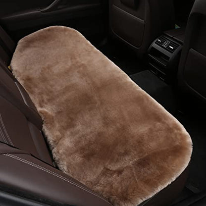 Genuine Sheepskin Car Rear Seat Cover for Fuzzy Fur Wool Cushion (Camel)