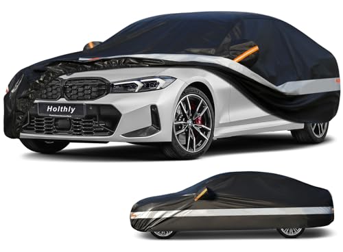 10 Layers Car Cover Custom Fit for BMW 3 Series 320i 328i 330i 335i M340i (Black Gray / Custom Fit for BMW 3 Series)