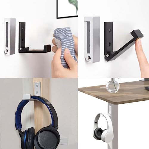 4pcs Folding Coat Hooks Heavy Duty Wall Hooks for Hanging Bags Hooks Headphone Holder No Rust Wall Mounted for Hat (Silver-4 Pack)