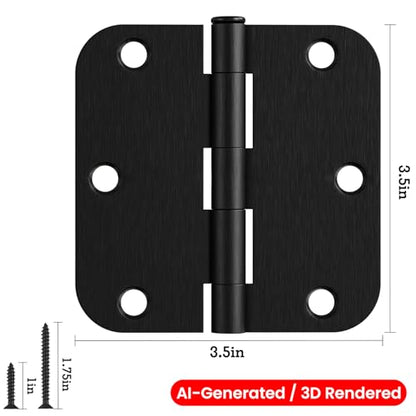 Rounded Door Hinges 3.5" X 3 1 (Brushed Black-Rounded / 18 Pack-no squeak)
