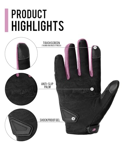 Summer Motorcycle Gloves for Men and Women Touchscreen Biker Gloves (Large / 016-Pink)