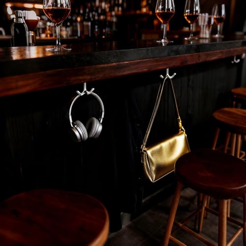 10 Pcs Zinc Alloy Ceiling Double Hook Cabinet Wardrobe Coat Towel Hat Hook Hooks Under Cabinet Shelf (Black)