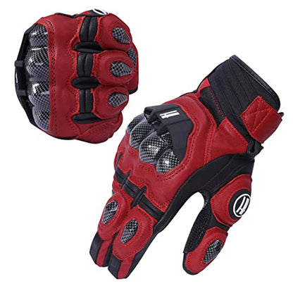 Mens Leather Motorbike Gloves KM046 Oxblood (XX-Large / Oxblood/Black)