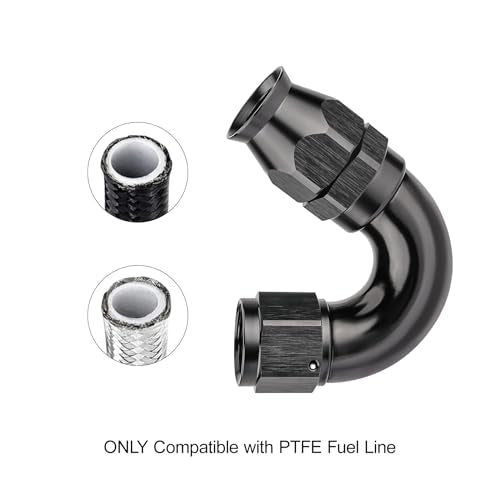 8AN 150 Degree PTFE One Piece Full Flow End Hose Fitting Aluminum Black (8AN / 150 Degree)