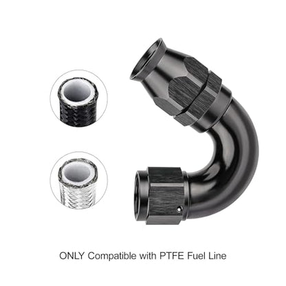 8AN 150 Degree PTFE One Piece Full Flow End Hose Fitting Aluminum Black (8AN / 150 Degree)