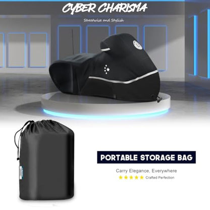 Motorcycle Cover 420D Heavy Duty Storage for Touring Models Harley Davidson Road King (Black / 107“ - Side Box)