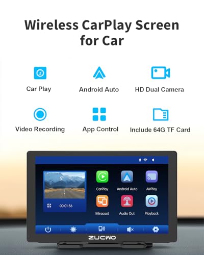 9 Inch Wireless CarPlay Screen for Car (Black / 9inch)