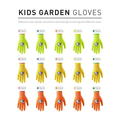 2 Pairs Kids Gardening Gloves (Orange (Pack of 2) / Medium (Age 4-5))