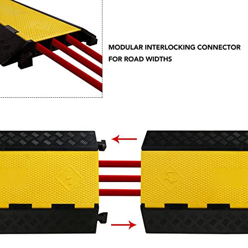 Rubber Cable Ramp 3 Channel Drive Over Hose Cable Protector Outdoor 22000Lbs Load Capacity Wires Power Lines Extension Cord Cover Traffic Speed Bump 1 Pack (22000Lbs-3Channel 1Pack)