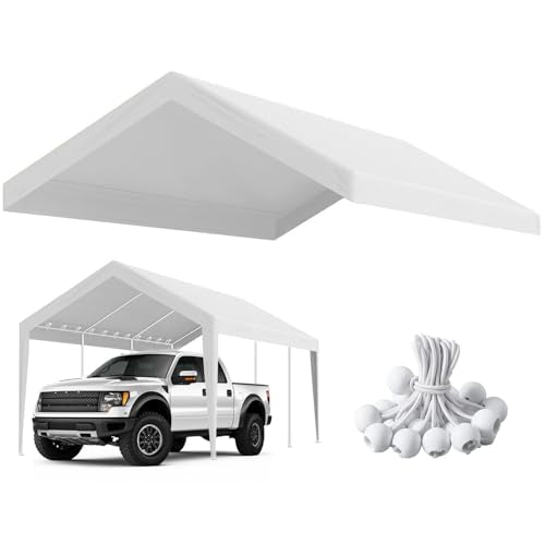 10' x 20' Carport Replacement Canopy Cover (White / 10'x20')