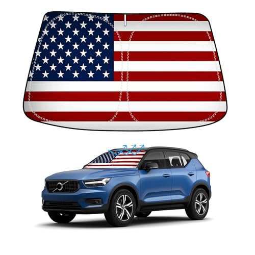 American Flag Car Windshield Sun Shade Compatible with Volvo XC60 2018 2019 2020 2021 2022 2023 2024 2025 (for Volvo XC60 2018-2024 - USA Flag)