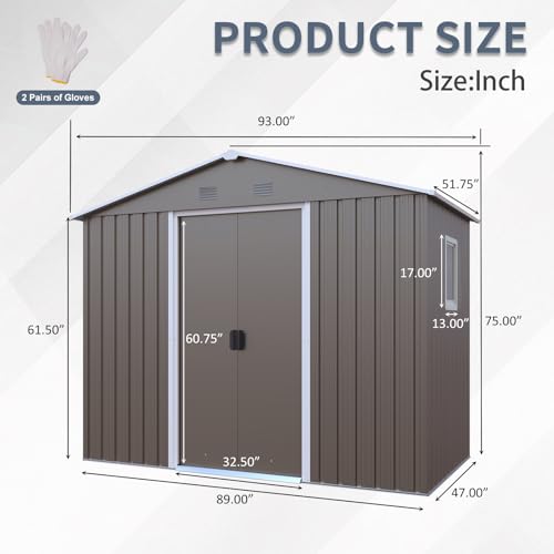 4x8 FT Outdoor Storage Shed (4x8 FT/Window / Warm Gray)