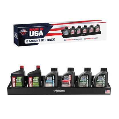 304BK Six Quart Oil Can Rack Holder 32" Caddy Wall Hanger Aluminum Shelf (Black)