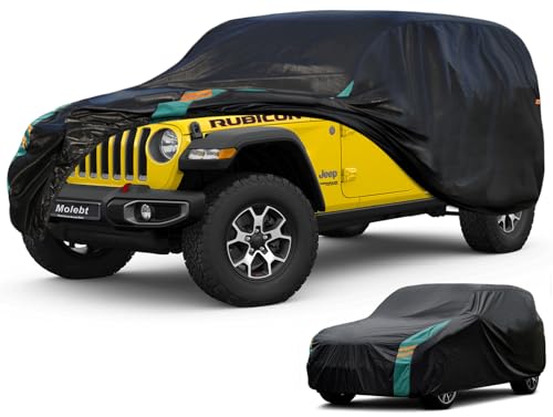 Jeep Wrangler Car Cover 4 Door Fits Sahara Rubicon Unlimited Sport JK JL. Jeep Wrangler Car Cover 4 DR for All Weather (One-green / 4 Fit Jeep Wrangler 4 Door)