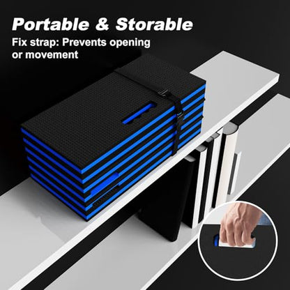 Thick Mechanic Mat Foldable EVA Kneeling Pad with Magnetic Tool Slot (Black & Blue / 15.8"W)