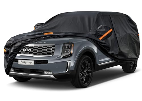 7 Layers Waterproof SUV Car Cover for Kia Telluride 2017 (PE-Black / Custom Fit Kia Telluride)