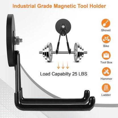 Strong Magnetic Hooks Heavy Duty Large Magnet Garage Storage Hooks (Black)