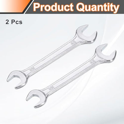2pcs Double Open End Wrench 12mm x 13mm Metric 15 Degree Offset Angle Small Flat Head Wrench Galvanizing Open Ended Spanner for Automotive Repair Furniture Assembly (12mm x 13mm)