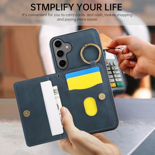 Compatible with Samsung Galaxy Samsung Galaxy S26 5G Wallet Case Screen Protector Crossbody Shoulder Strap Ring Buckle Stand Card Holder Magnetic Car Mount Phone Cover for S 26 26S Women Men Green (Green / for S26)