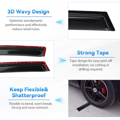 4pcs Window Visors Rain Guards for 2014 (2014-2024 Cherokee)